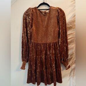 Flying Tomato Textured Velvet Dress in Copper